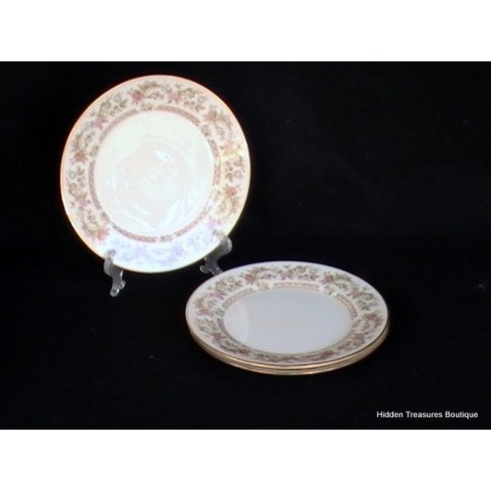 Lenox‎ Helmsley 3 Bread & Butter Plates Cream Pastel Floral Gold Rim Beautiful